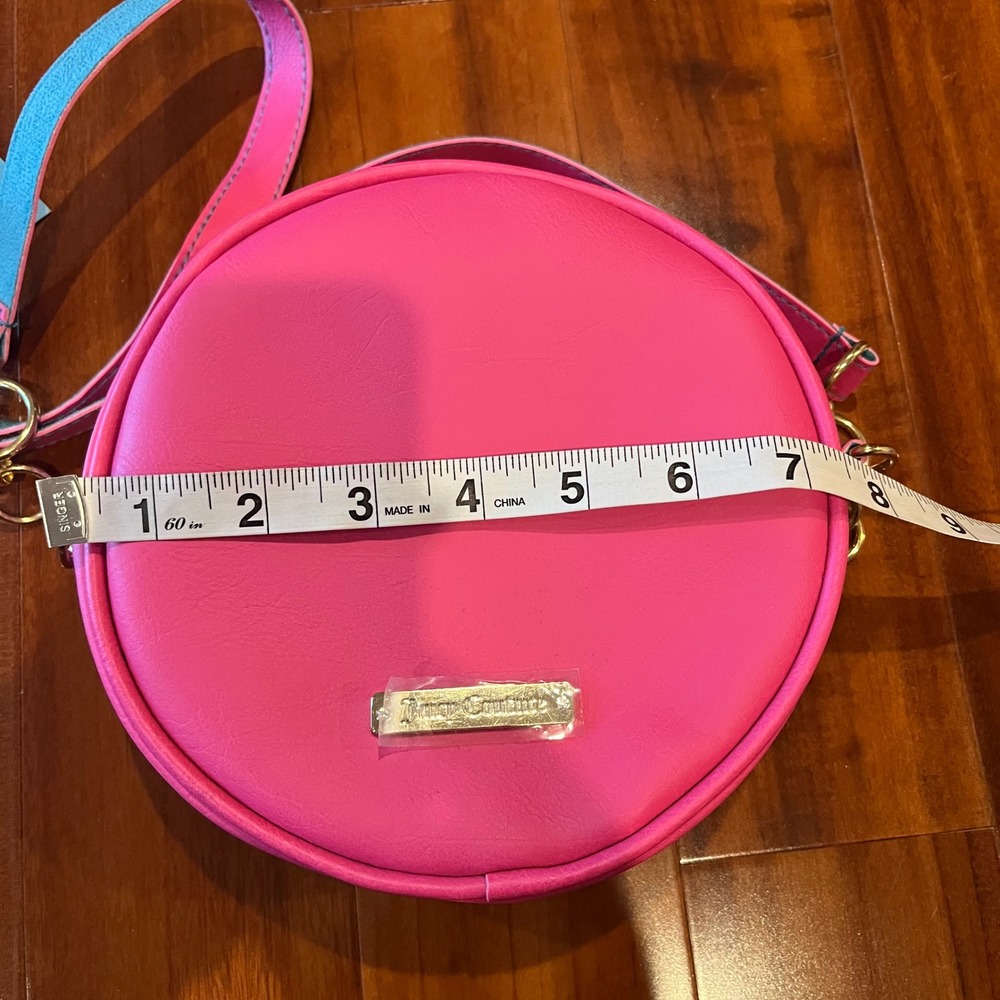 Juicy Couture Purse Bag Oui Splash Hot Pink Blue Round Crossbody Small New‎ NWT - Picture 7 of 9